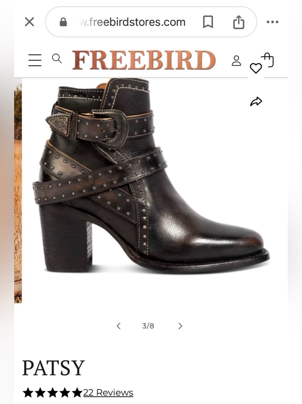 Freebird by Steven PATSY Black Distressed Leather Studded Ankle Boots Size 8